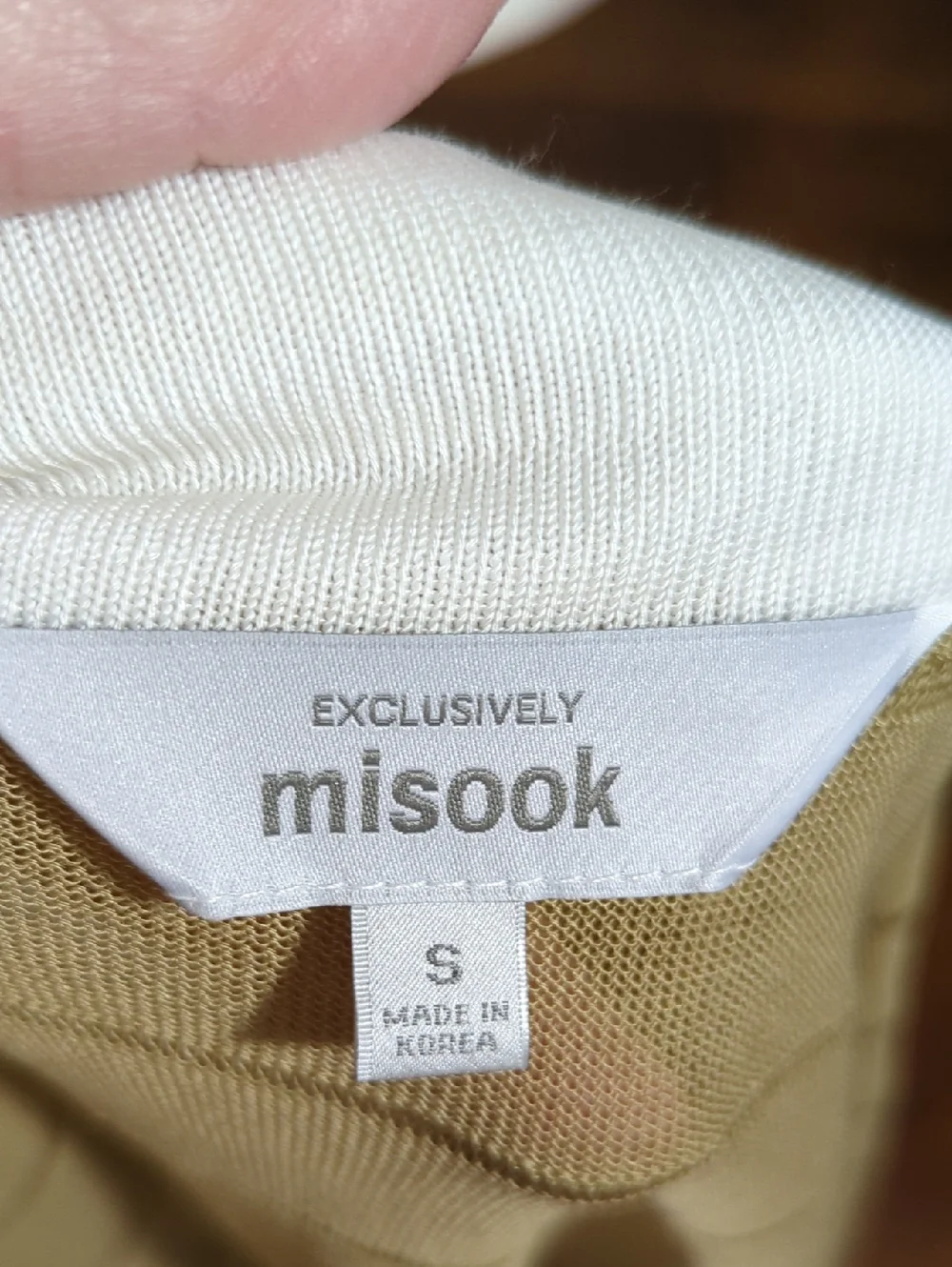 Misook Beige Long Cascade Knit Cardigan  White Trim Open-Front Old Money Sz S - Picture 6 of 8